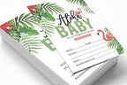 Pack of 30, Girl Baby Shower Party Collection, Baby Shower Invitation Cards, Fill in the Blank Invites WIth Envelopes, Tropical Leave & Flamingo Theme Party Supplies - Image 3