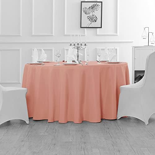 Fokitut 2 Pack Waterproof Round Tablecloth, 120 Inch, Stain Resistant and Wrinkle Polyester Table Cloth, Fabric Table Cover for Kitchen Dining, Wedding, Party, Holiday Dinner-Dusty Pink - Image 5