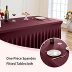 Spandex Tablecloth 6FT Rectangle Table Cover 6 Pcs Burgundy Wrinkle-Free - Image 3