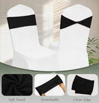 Black Chair Sashes Bows 60Pcs Spandex Chair Sashes Elastic Chair Cover Bands Ties Without Buckle for Wedding Birthday Party Ceremoney Events Decoration - Image 3