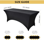 6-Pack 8ft Black Spandex Table Covers for Rectangle Folding Tables - Washable Elastic Tablecloth - Ultimate Fitted Table Protector for Birthday Parties, Trade Shows, Banquet - Image 4