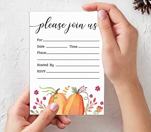 Pack of 30, Please Join Us Invitations with Envelopes, Autumn Pumpkin Watercolor Invites for Your Wedding, Bridal Shower, Baby Shower, Engagement Party, Birthday 5 X 7 Inches - Image 5