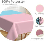 70x90inches Gender Reveal Tablecloth Rectangular Pink and Blue Patchwork Table Cloth Washable and Reusable Fabric Table Cover for Dinner Boy or Girl Baby Shower Party Decor Supplies - Image 3