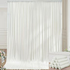 50×14ft Wrinkle Free Ivory Backdrop Curtain, Soft Silky Easy to Drape Cream Wedding Drapes for Backdrop, 10 Panels 5×14ft Photo Backdrop Curtains for Parties Birthday Photography Background Cloth by ENJOYYOURPARTY