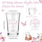 50 Sets Baby Shower Favors Shot Glasses Keychain Gifts, Butterfly, Pink - Image 2