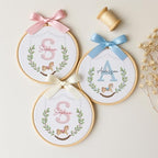 Embroidery Baby Name Sign, Personalized Welcome Baby Hoop Sign with Bow, Custom Baby Name Sign for Hospital, Infant Baby Shower Gifts New Parents (03) - Image 2