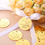 100 Set Gold Acrylic Thank You for Celebrating with Us Tags, with String Round Gold Mirrored Favors Labels, Thank You Gift Tags for Baby Shower Birthday Wedding Bridal Shower for Guests - Image 3