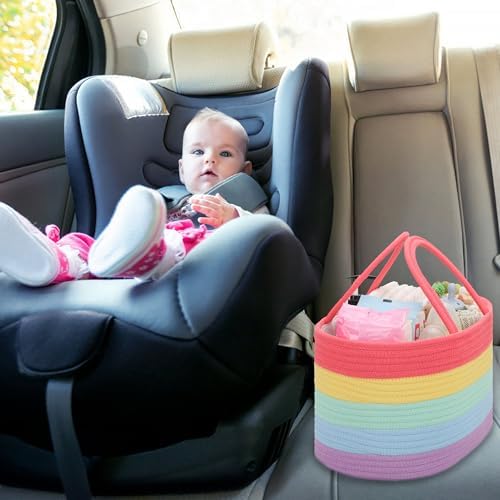 COMSE 2 Pack Baby Diaper Caddy Organizer, Diaper Basket, Baby Car Organizer, Diaper Change Organizer, Portable Tote Bag with Divider, Gift Baskets Empty, Cute Basket - Image 4
