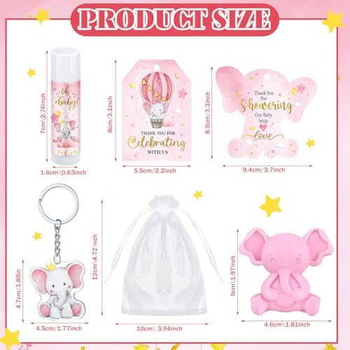 288 Pcs Baby Shower Favors Set for Guests,Pink,Elephant - Image 2