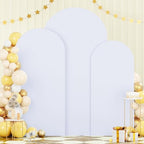 FOTSHARER Arch Backdrop Cover Set of 3 White Arch Cover Backdrop Fabric 4FT 5FT 6FT Spandex Fitted Arch Cover for Bridal Baby Shower Chiara Arched Stand Covers Wedding Balloon Arch Covers for Parties by FOTSHARER