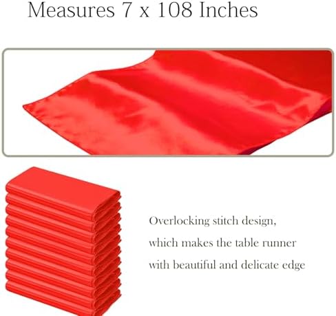 50 Pack Red Chair Sashes Bows Satin Wedding Chair Ribbons 7x108 Inches - Image 4