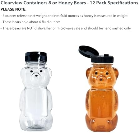 12 Pack - 8 Ounce Plastic Honey Bears w/Black Lids - Image 4