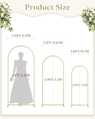 Wedding Arch, Metal Arch Backdrop Stand, Gold, 6FT, 5FT, 4FT - Image 2