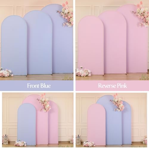 Arch Backdrop Cover Set of 3 Wedding Arch Covers Stretchy Backdrop Baby Blue Pink Arch Cover 6FT 6.6FT 7.2FT Arch Backdrop Stand Cover Spandex Birthday Party Ceremony Baby Shower Banquet Decoration - Image 2