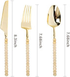 150PCS Gold Plastic Silverware, Heavy Duty Disposable Utensils Set - Image 3