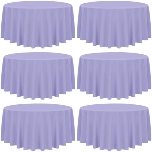 YMHPRIDE 6 Pack Round Tablecloth Lavender Table Cloths 90 Inch Polyester Round Tablecloth,Lavender Tablecloths Round 90 inch Washable Fabric Table Covers for Wedding,Party,Dining,Banquet by YMHPRIDE