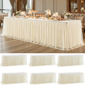 6 Pack Champagne Tablecloth for 8 Foot Rectangle Tables Tulle Table Skirt by PartyTalk
