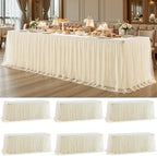 6 Pack Champagne Tablecloth for 8 Foot Rectangle Tables Tulle Table Skirt by PartyTalk