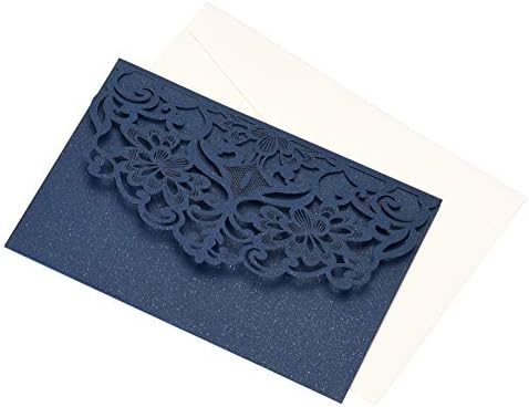 FOMTOR Laser Cut Wedding Invitation Cards Set w/Envelopes & Inserts & Seals – for Wedding, Bridal Shower, Graduation, Birthday Party, Engagement, Anniversary Blue 40Pcs - Image 5