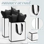 Yeaqee 100 Pcs Metallic Paepr Gift Bags Bulk with Handles,White Black - Image 3