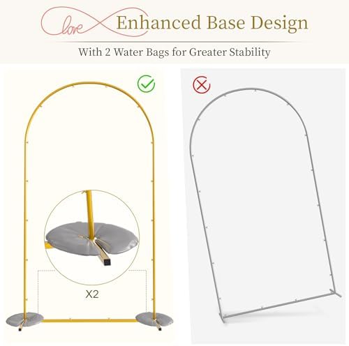 Snughome Arch Backdrop Stand, Set of 2 Metal Balloon Arch Stand (7.2FT+6FT), Gold Wedding Arch Frame for Party, Baby Shower, Holiday, Ideal for Balloon Flower - Image 4