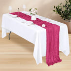 14 Pack Hot Pink Cheesecloth Table Runner 17x108 Inch Semi Sheer Boho Gauze Cheese Cloth Fabric Table Runners, for Wedding Party Baby Shower Birthday Home Decor Garden Farmhouse - Image 3