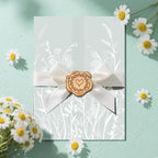 SWANGSA 100 Sets Wedding Invitations Wraps, Vellum Jackets for 5x7 Invitations & Self Adhesive Antique Gold Heart Wax Seal Stickers for Wedding Bridal Baby Shower Birthday Envelopes (White Wildflower) - Image 5