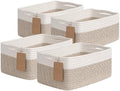 Goodpick 4 Pack Storage Baskets for Organizing Shelves, Light Brown & White by Goodpick