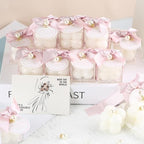 ACITHGL 30 Sets Small Bubble Candle Wedding Candles Favors for Guests Bulk Bridal Shower Favors Candles with Stylish Ribbons Thank You Cards Gifts (Shimmering Pink) - Image 4