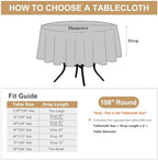 sancua Beige Round Tablecloth 108 Inch Fit 42-96 Inch Tables, 6 Pack - Image 7