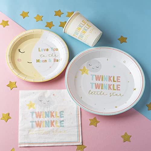 Twinkle Twinkle Baby Shower 129 Pc Party Kit - Plates, Napkins, Guest Bk, Cups & Baby Shower Games (16 Guests) Party Supplies Tableware Decor - Image 2