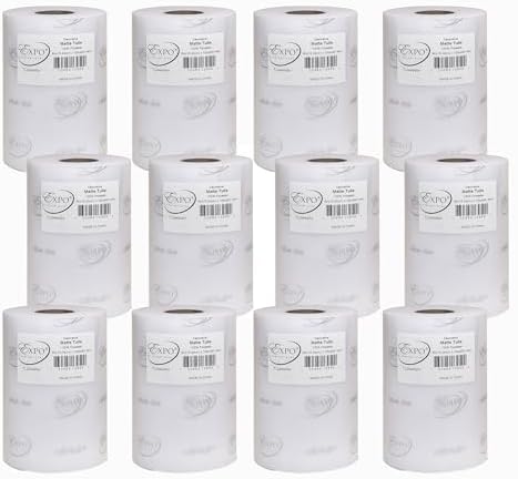 Expo International Decorative Matte Tulle, Roll/Spool of 6” X 100 Yards, Lightweight Polyester Tulle Fabric for Tutus, Costumes, and Party Decorations, Washable, Easy-to-Use, Pack of 12, White by ExpoInternational