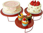 Red 3Pcs Half-Circle Nesting Metal Cake Stand Set 8/10/12 Inch Tray - Image 6