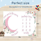 Personalized Baby Milestone Blanket for Boys Girls Baby Month Blanket- First Year Calendar Monthly Growth Chart - Pink Print Halloween Birthday Gifts for Infant Todder(FixedSize) - Image 3