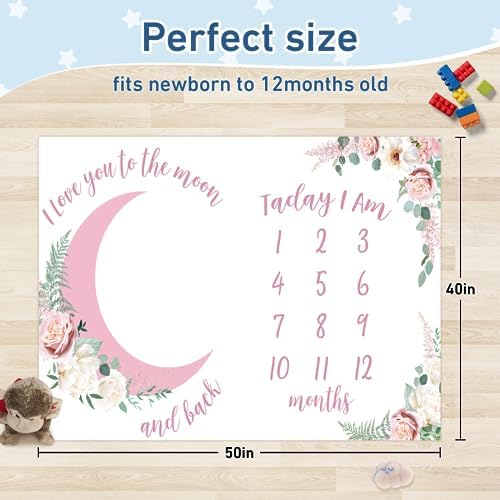 Personalized Baby Milestone Blanket for Boys Girls Baby Month Blanket- First Year Calendar Monthly Growth Chart - Pink Print Halloween Birthday Gifts for Infant Todder(FixedSize) - Image 3