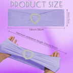100PCS Spandex Chair Sashes Bows Universal Stretch Elastic Chair Cover Band Ties with Buckle Slider for Wedding Banquet Birthday Party Reception Event Decoration(Lavender) - Image 3