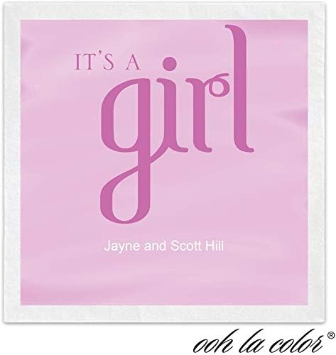It's A Girl Cocktail Napkins / 100 Ooh La Color Personalized Printed 3 Ply Paper 4 3/4" x 4 3/4" Beverage Napkins/DIY Custom Baby Shower Gender Reveal Party Event Dessert Napkins/Made In The USA - Image 2