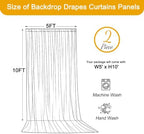 10ft x 10ft Black Backdrop Curtains, 2 Panels Black Drapes for Backdrop - Image 4