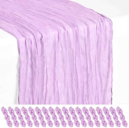 18 Pack Lilac Purple Cheesecloth Table Runner 17x108 Inches Boho Home Decor by Showgeous