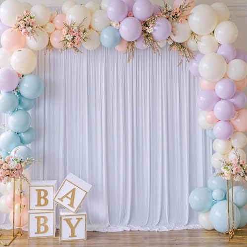 60ft x 10ft Wrinkle Free White Backdrop Curtains for Parties Wedding, 12 Panels 5x10ft Silky Soft Polyester Photo Backdrop Drapes for Party Birthday Baby Shower Photography Cloth Background - Image 2