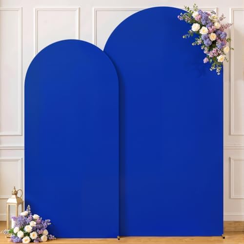 Royal Blue Arch Cover 2 Set-7.2FT, 6FT Arch Backdrop Cover Spandex Fitted Birthday Party Arch Stand Covers Stretchy Backdrop for Baby Shower Bridal Shower Wedding Ceremony Banquet Photo Background - Image 5
