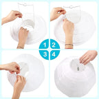 LIHAO 10’’ White Paper Lanterns with Lights, Chinese Lanterns Decorative for Party Decorations Wedding Anniversary Birthday Indoor Outdoor Home (Pack of 2) - Image 3