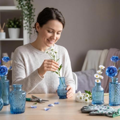 Mini Bud Vases Centerpieces for Tables,Clear Bud Vases for Flowers,Small Flower Vases Suitable for Birthday Party,Anniversary,Wedding Reception,Baby Shower (Blue, 12PCS) - Image 7