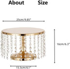 Cake Stand for Dessert Table 10 Inch Gold Crystal Pendants Metal Cake Stand Serves as A Round Dessert Cupcake Display Plate for Table, Wedding, Party, Event - Image 6