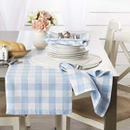 DII Buffalo Check Collection, Classic Farmhouse Tablecloth, 60 x 120, Light Blue & White - Image 6