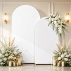 White Arch Cover 7.2 and 6ft Spandex Wedding Arch Backdrop Cover Set of 2 by Lrrtwer