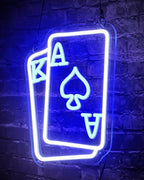 Blue Poker Neon Led Signs for Man Cave, Ace & King Playing Card Neon Signs for Wall Decor Men, Neon Bar signs, 10-level Dimmable by Raipile