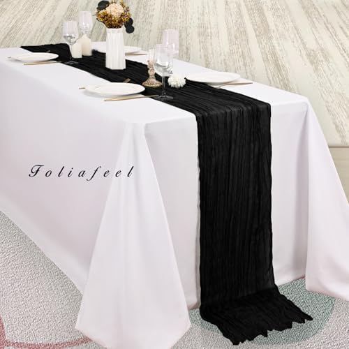 10FT 20 Pack Black Cheesecloth Table Runner 20 x 120 Inch Long Boho Fabric Rustic Cheese Cloth Table Runner for Wedding Bridal Shower Baby Shower Gauze Sheer Birthday Party Table Decorations - Image 4