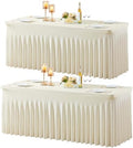gogoparti 2 Pack Spandex Beige Fitted Table Cloth for 6ft Rectangle Tables Beige Stretch Tablecloth Table Covers Skirt Banquet Wrinkle Free Tablecloths for Parties Wedding by Gogoparti