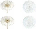 Koyal Wholesale 4Pcs White Parasol Umbrella 32” White Paper Umbrella for Wedding Paper Parasol Umbrella for Sun Bridal Party Chinese Japanese Parasol DIY Craft Arts by KoyalWholesale